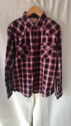 Wranglerラングラーシャドーチェック柄コットン長袖ウエスタンシャツ正規品L