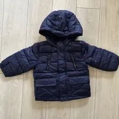 ネイビー フード付き キルティングコート 90cm