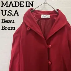 USA製✨️Beau Brem ヴィンテージ ロングコート ウール混 レッド 赤