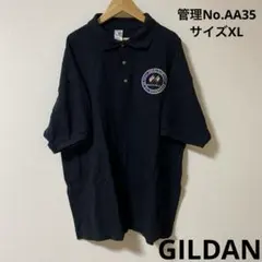 メンズ　黒の刺繍ロゴ付き半袖ポロシャツ　GILDAN サイズXL