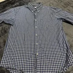 UNIQLO チェック柄 ボタンダウンシャツ ネイビー Mサイズ