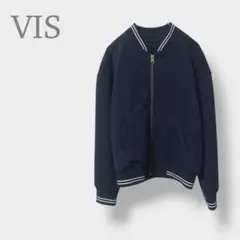 【VIS ビス】ラインリブ ブルゾン スタジャン風　ジップアップ ジャケット　Mのサムネイル