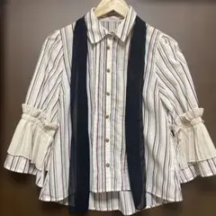 アクシーズファム　Mサイズ　ストライプシャツ フレアスリーブ