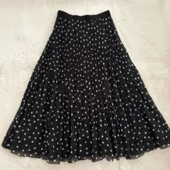 アナイ 黒地白ドット プリーツスカート サイズ36