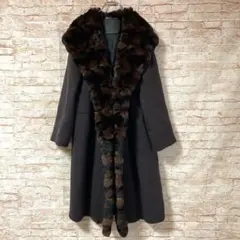 極美品 FENDI シェアードミンク ロングコート 黒 FENDI フェンディ ロングコート FF8835 A5HD ウール ブラック