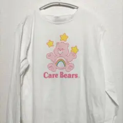 M ケアベア ロンT 長袖 Tシャツ アメキャラ 古着 ルームウェア 部屋着 白のサムネイル