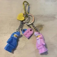 LEGO互換 サメ キーホルダー 水色 ピンク 2体セット カラビナ