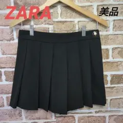 【美品✨】ZARA プリーツ ミニスカート ショートパンツ　金黒ボタン