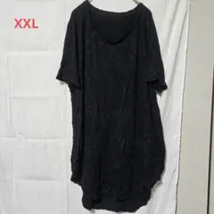 [XXL] ポリエステル チュニック 半袖 ブラック