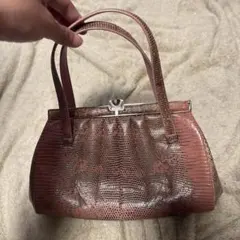 蛇革 本革 ハンドバッグ 美品 ビンテージ レア 鏡 小銭入れ付き y2k ヘビ