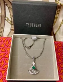 プラチナ Pt850 ネックレス　エメラルド・ダイヤモンド　アンティーク