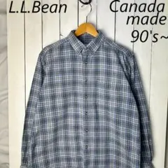 カナダ製 90s～00s L.L.Bean 中厚手チェックBDネルシャツ M～L