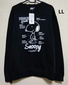 SNOOPY PEANUTS 裏起毛 メンズLL トレーナー ブラック 黒