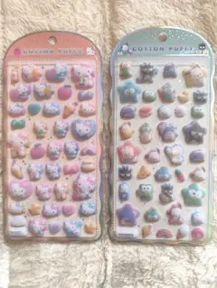 【正規品】コットンパフィーシール　ハローキティ　はぴだんぶい　2種セット