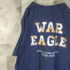 半袖TシャツUSA古着ネイビービッグプリントテキストワンポイントL　C14,1