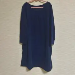 ネイビー　コーデュロイ　長袖ワンピース レディースLサイズ