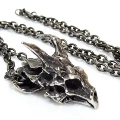 ドラゴンスカルヘッド ペンダントネックレス ステンレス　ガイコツドクロ