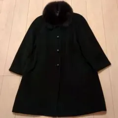 『東京スタイル』ブルーフォックス衿、毛アンゴラブラックフォーマルコート13（XL