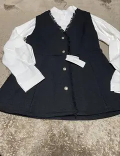 新品未使用！ツイード フリンジ　ペプラム ベスト