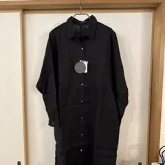 スタディオクリップ　麻100% シャツワンピース 長袖 黒　新品