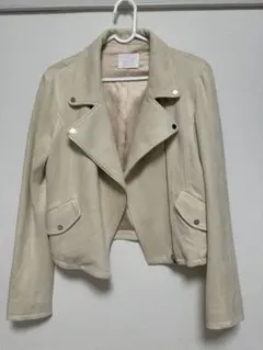 MIIA ベージュ スエード ライダースジャケット