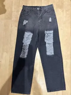 ブラック ダメージデニムパンツ ZOZOTOWN Y2K