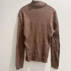 セーター リブ編み ブラウン タートルネック レディース 長袖 シンプル 美品