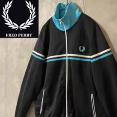 FREDPERRYフレッドペリートラックジャケットジャージブルゾン黒ブラック刺繍