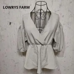 LOWRYS FARMライトグレー カシュクールブラウス バルーンスリーブ