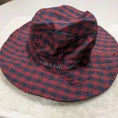 mont-bell　ライトハット　モンベル　帽子　赤　チェック柄　Sサイズ
