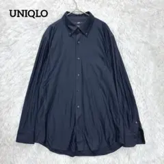 ユニクロ　スーパーノンアイロンストレッチスリムシャツ　ネイビー XL 長袖