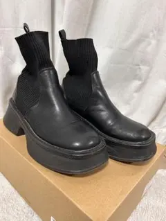 JEANASIS 黒 レザー ニット ブーツ