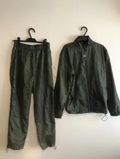 ナイロンジャケット・パンツセット オリーブカーキ　M セットアップ上下裏起毛