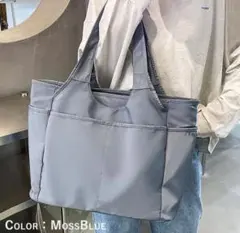 ナイロン 大容量 トートバッグ ブラック モスブルー