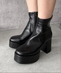 WEGO ストレッチヒールショートブーツ　ブーツ　ブラック