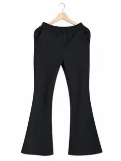 黒 フレアパンツ ゴムウエスト