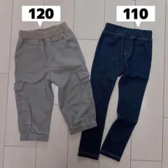 美品　キッズ　子供用　レギンス　110 カーゴパンツ　七分丈　120 2点セット