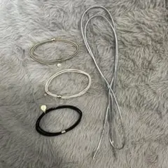 ヘアゴム4点セット パール・クリスタル付き