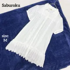 サブロク 半袖 シャツチュニック 刺繍 フリル シアー 透け感 上品 春夏 Mのサムネイル