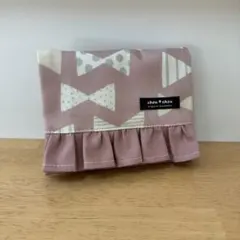フリル移動ポケット☆ナチュラルりぼん☆ピンク☆ハンドメイド☆女の子