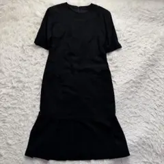 希少美品　クリスチャンディオール　ロングワンピース　ロゴ刺繍　裾プリーツ　黒