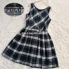 美品 ポロラルフローレン 現行 QRタグ フレアワンピース ロゴ刺繍 チェック