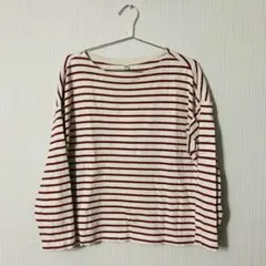 UNIQLO ボーダー　Tシャツ　長袖　L レッド 赤