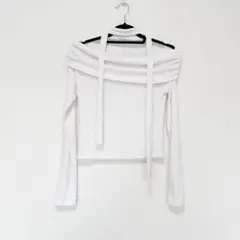 《SONA》シャーリングオフショルダーウォーマートップス＋チョーカー アイボリー