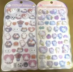 コットンパフィシール ハローキティ、ベイマックス 2点セット