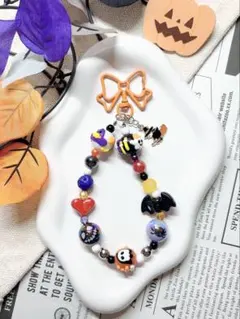 【ハンドメイド】ビーズストラップ/ スマホストラップ