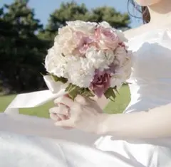 ウェディングブーケ ラウンド　花冠　ブートニア付