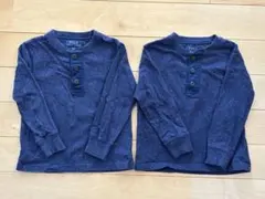 【送料込・美品】Ralph Laurenネイビー ボタン付きTシャツ 2枚セット