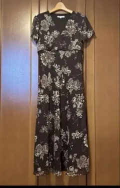 LAURA ASHLEY 花柄 半袖 ロングワンピース13号