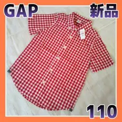 新品》BabyGAPキッズ 半袖ポロシャツ110男の子 チェック柄tT 結婚式赤